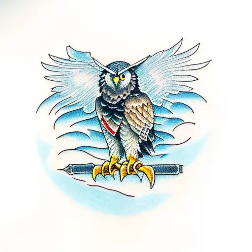 An Elderly Eagle And An Academic Owl Side By Side