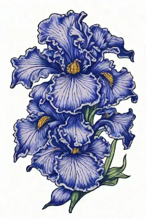 Iris Flower Tattoo Design Combining