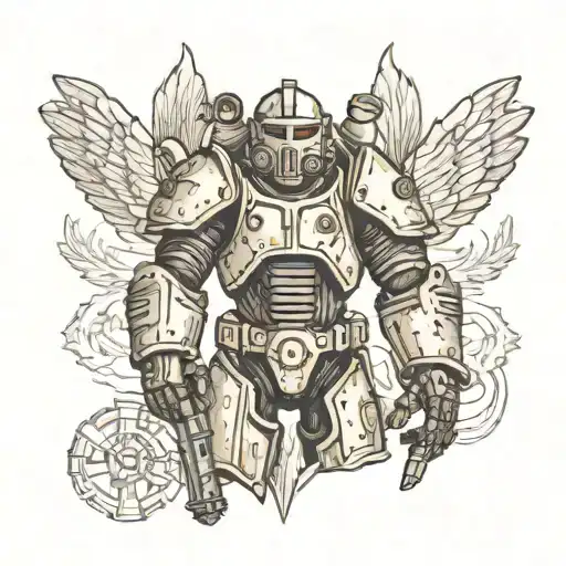 A Fallout Power Armor Tattoo In The Classical Style