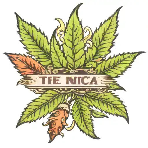 The Name Indica In A Scene With Weed Leaf Morphing With Shrooms