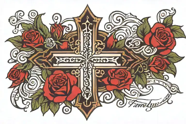Rose Cross Patterns Inscription Family