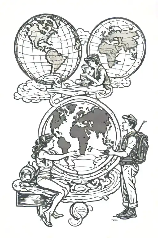 Mom And Dad Are Presenting The Planet Earth To Their Son