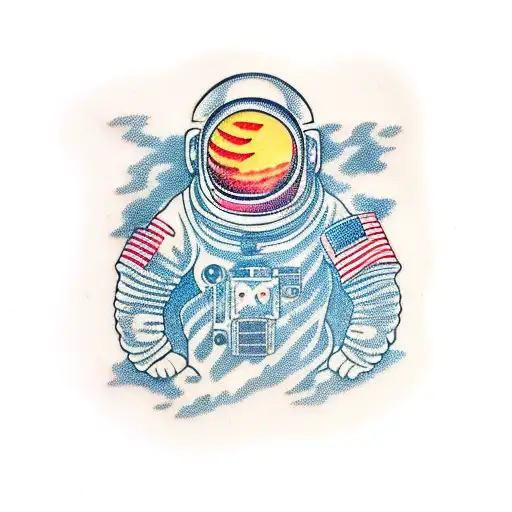 Astronaut On The Moon Floating
