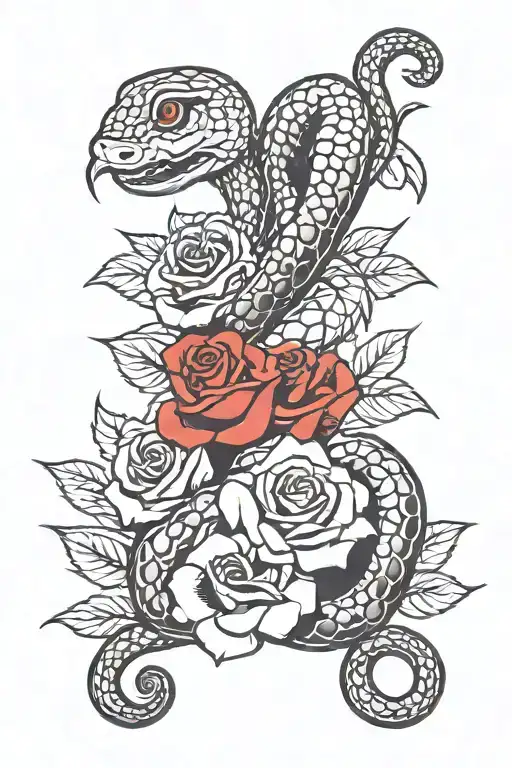Cobra And Rose Intertwined