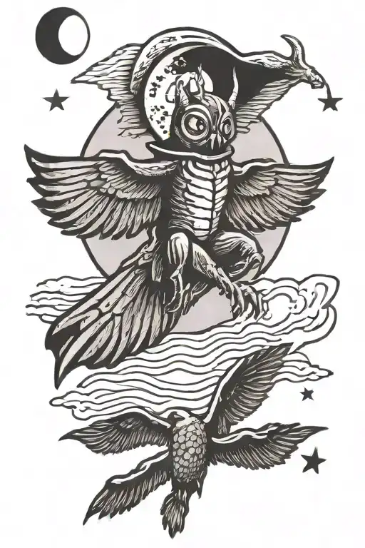 Mothman Flying By The Moon