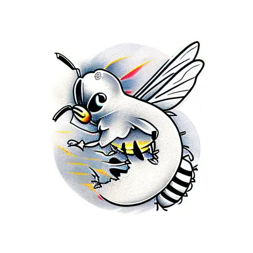 Agressive Bee Seen From A Side