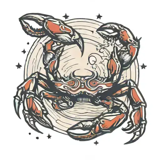 Broken Full Moon With A Crab And Dog Merging Elements