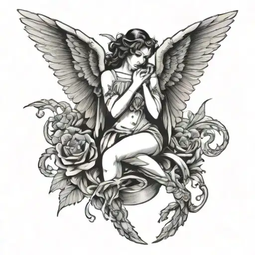 Fallen Angel With Dragon Wings