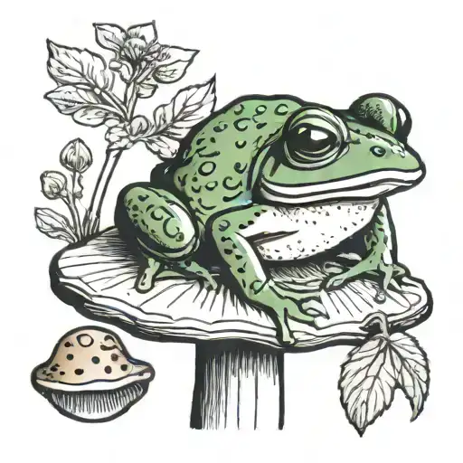 Frog Sitting On A Mushroom
