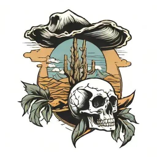 Memento Mori Skull And Desert Landscape