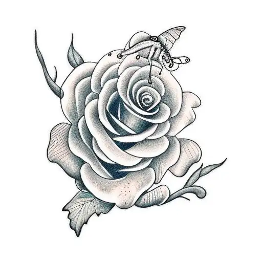 Butterfly And Frog And Rose Flower