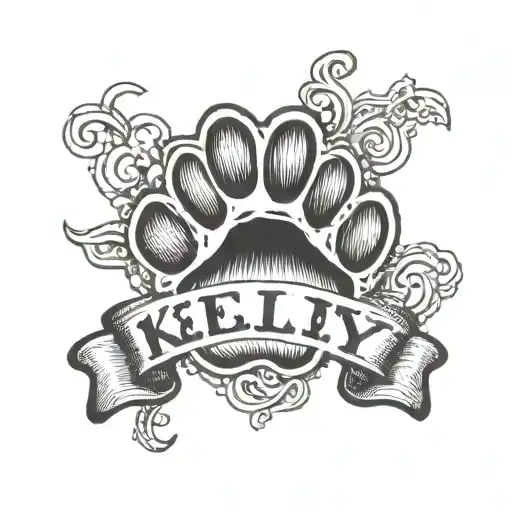 Dog Paw Print And Name Kelly