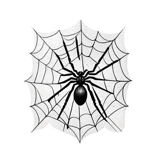 Spider Web With Spider Coming Down