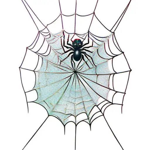 Spider Web With Spider Coming Down From Web