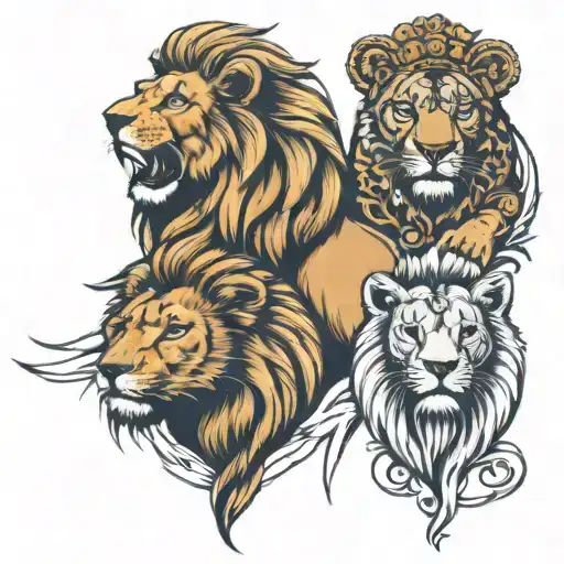 Lion And Young Lions