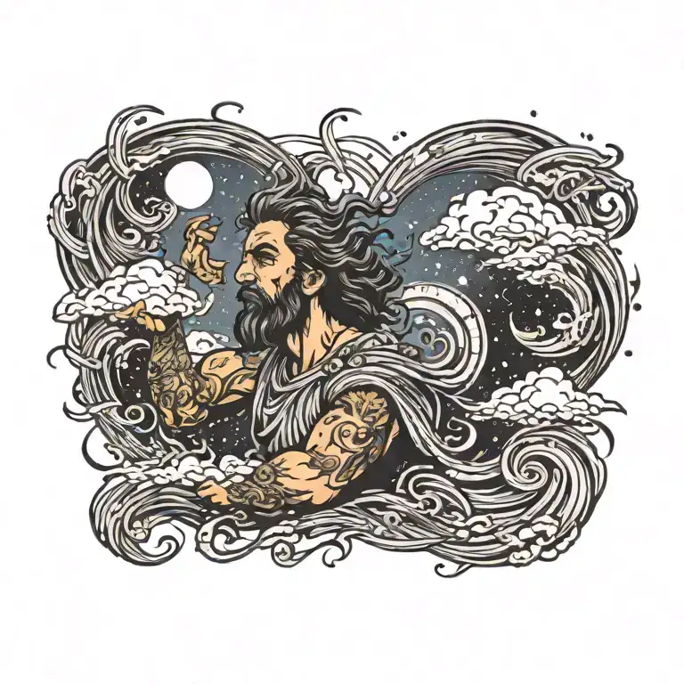 God Of Wind Blowing A Galaxy Filled Sky