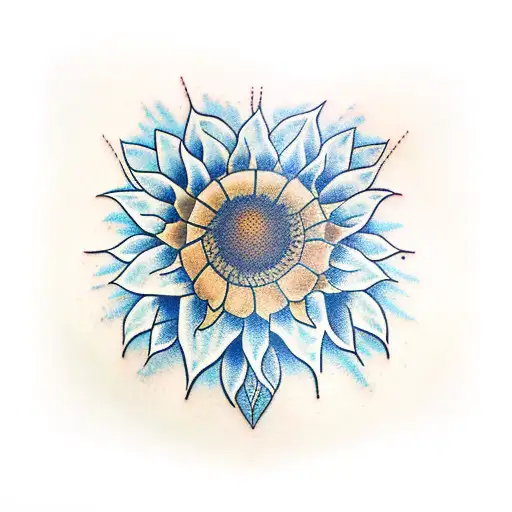 Masculine Sunflower Tattoo On Man's Chest