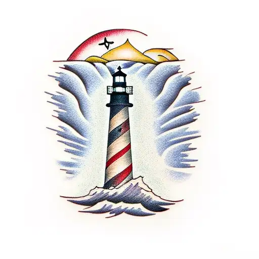 Lighthouse With Calm Sea Trees Arm Band