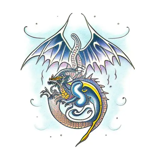 Libra Sodiac Sign With A Dragon Around On It