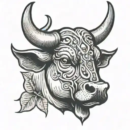 Head Of A Bull With A Dagger Stuck In It
