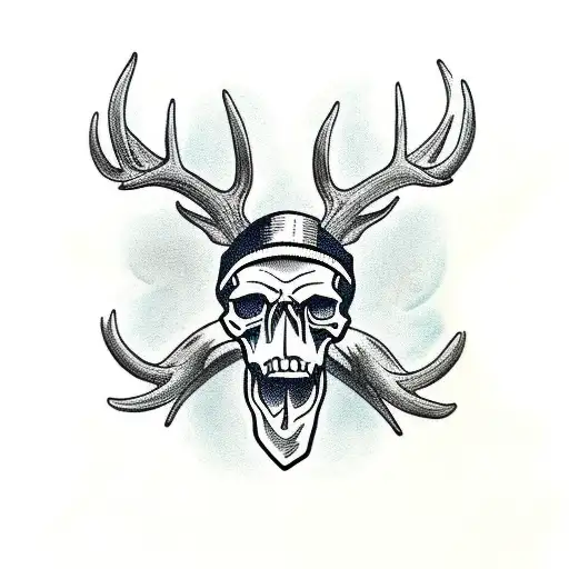 Skull With Deer Antlers