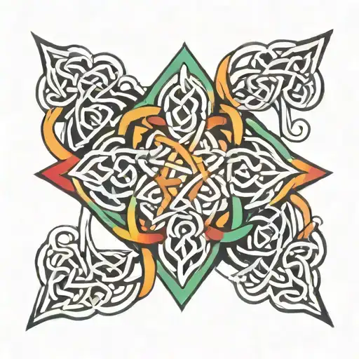 Celtic Knot Design Incorporating Lgbtq Colors Fading Into Solid Colors