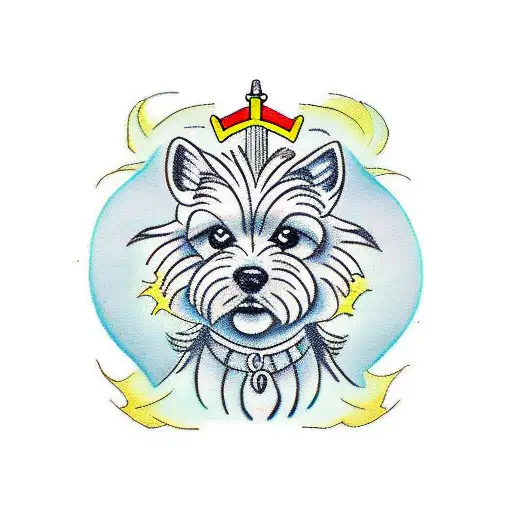 Strength Tarot Card With Yorkie Instead Of Lion