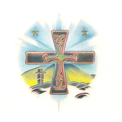 Christian Cross With Italy