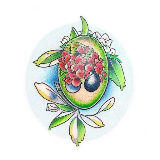 Traditional Style Tattoo Of An Avocado Tree