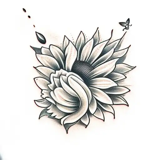 Guitar With Sunflower And Butterfly