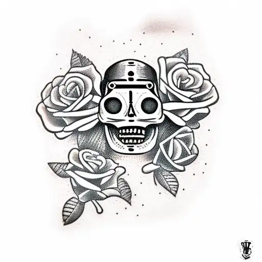 Bender Futurama Roses Skull