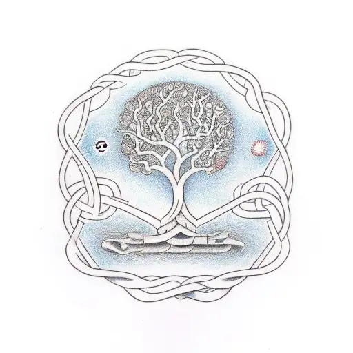 Tree Of Life With Intertwining Snakes Representing The Cycle Of Rebirth