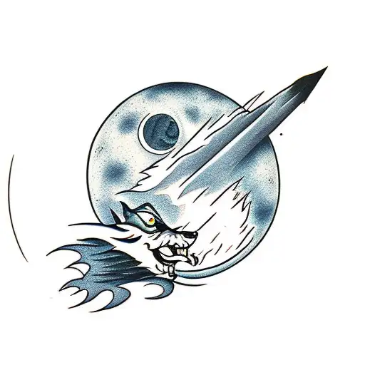 A Lone Wolf Looking At The Moon At Nightfall