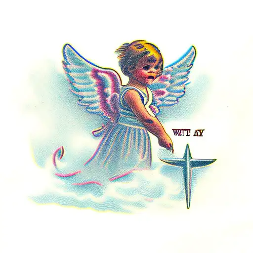 Write The Name Riley With A Small Angel At The Bottom Of The Letter Y