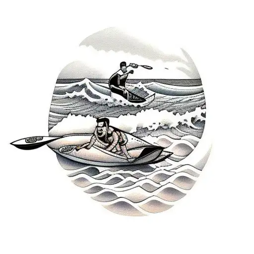 Bodyboarding On A Wave With Indian Food