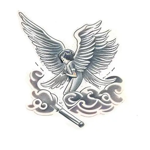 Write The Letters Riley With A Small Angel At The Bottom Of The Letter Y