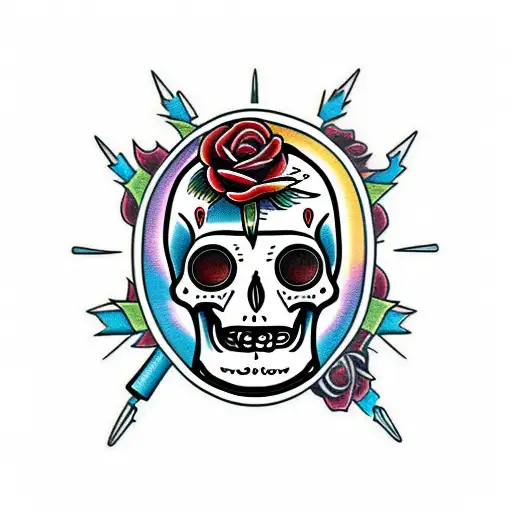 Bender Futurama Roses Skull