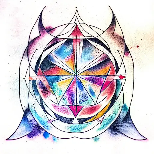 Women's Portrait With Water Color Sacred Geometry