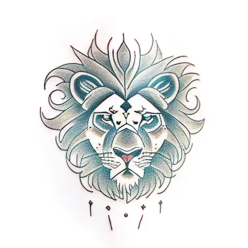 Forearm Tattoo Of A Half Lion Face With A Sword As Other Half