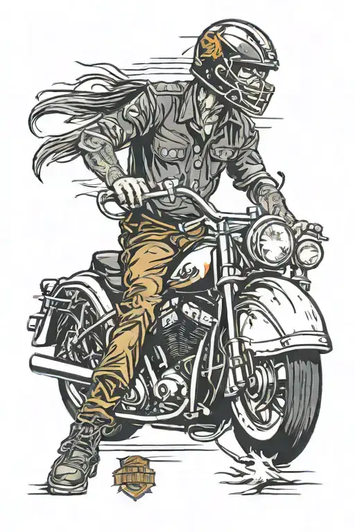 Football And Harley Davidson Motorcycle Merging