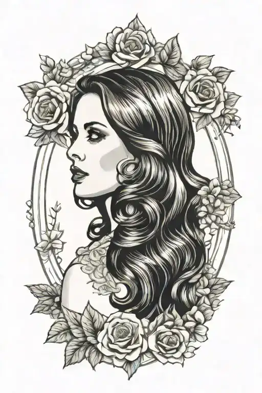 Lana Del Rey Portrait In Picture Frame
