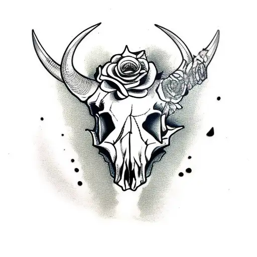 Bull Skull With Roses