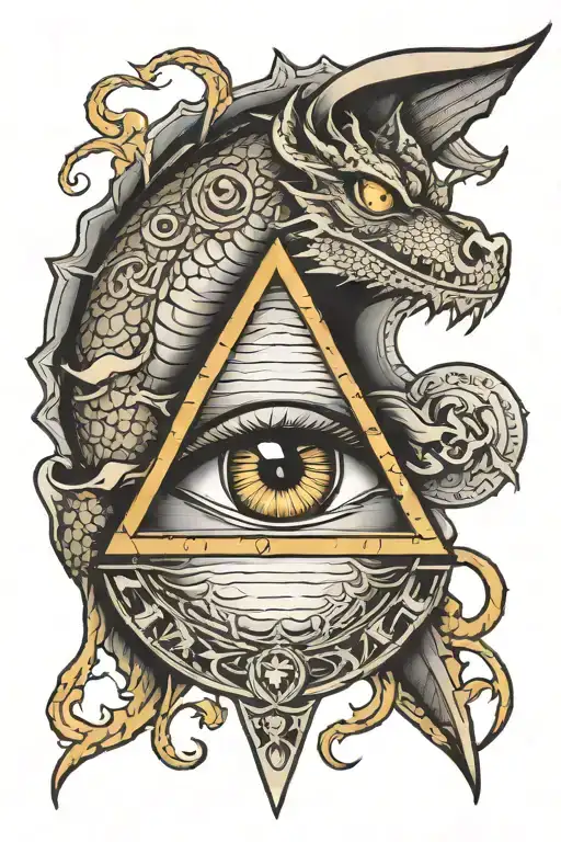 Illuminati Eye With Dragon Wrapped