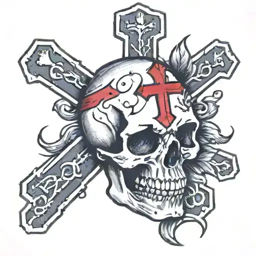 A Skull With A Christian Cross Through It