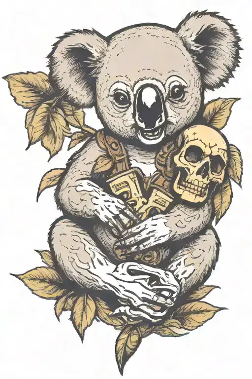 Koala Holding Skull Adorned