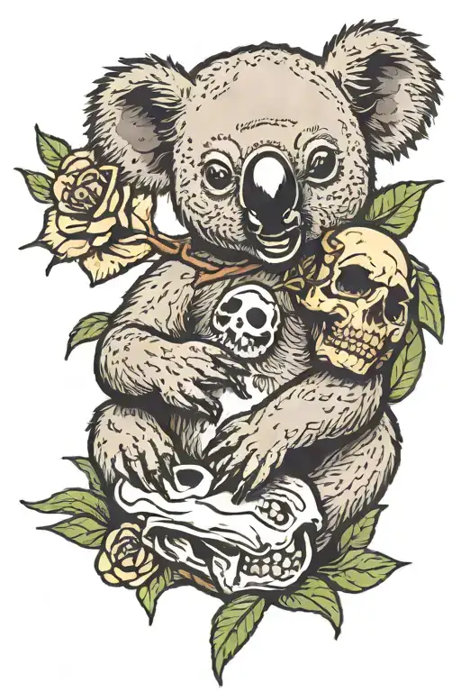 Koala Holding Skull