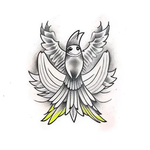 Bird With Wings Spread For Chest Piece