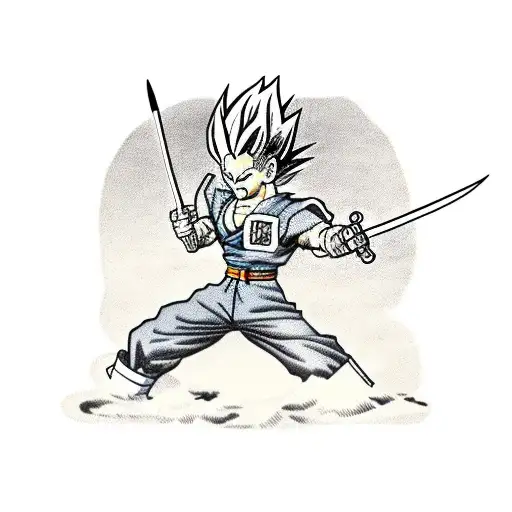 Trunks From Dragon Ball Z Holding A Sword