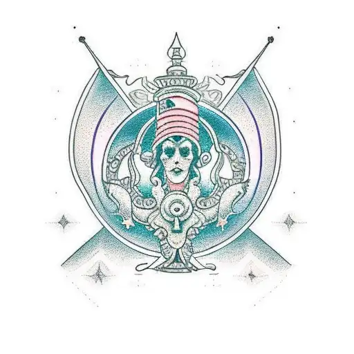 Intricate Design Combining The Symbols Of Virgo And Libra