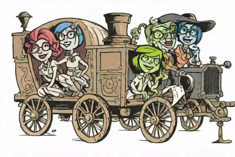 Disney Inside Out Characters In Wagon Wheel Sketch